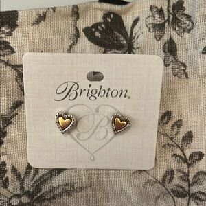 Brighton Gold and Silver Heart Stud Earrings
